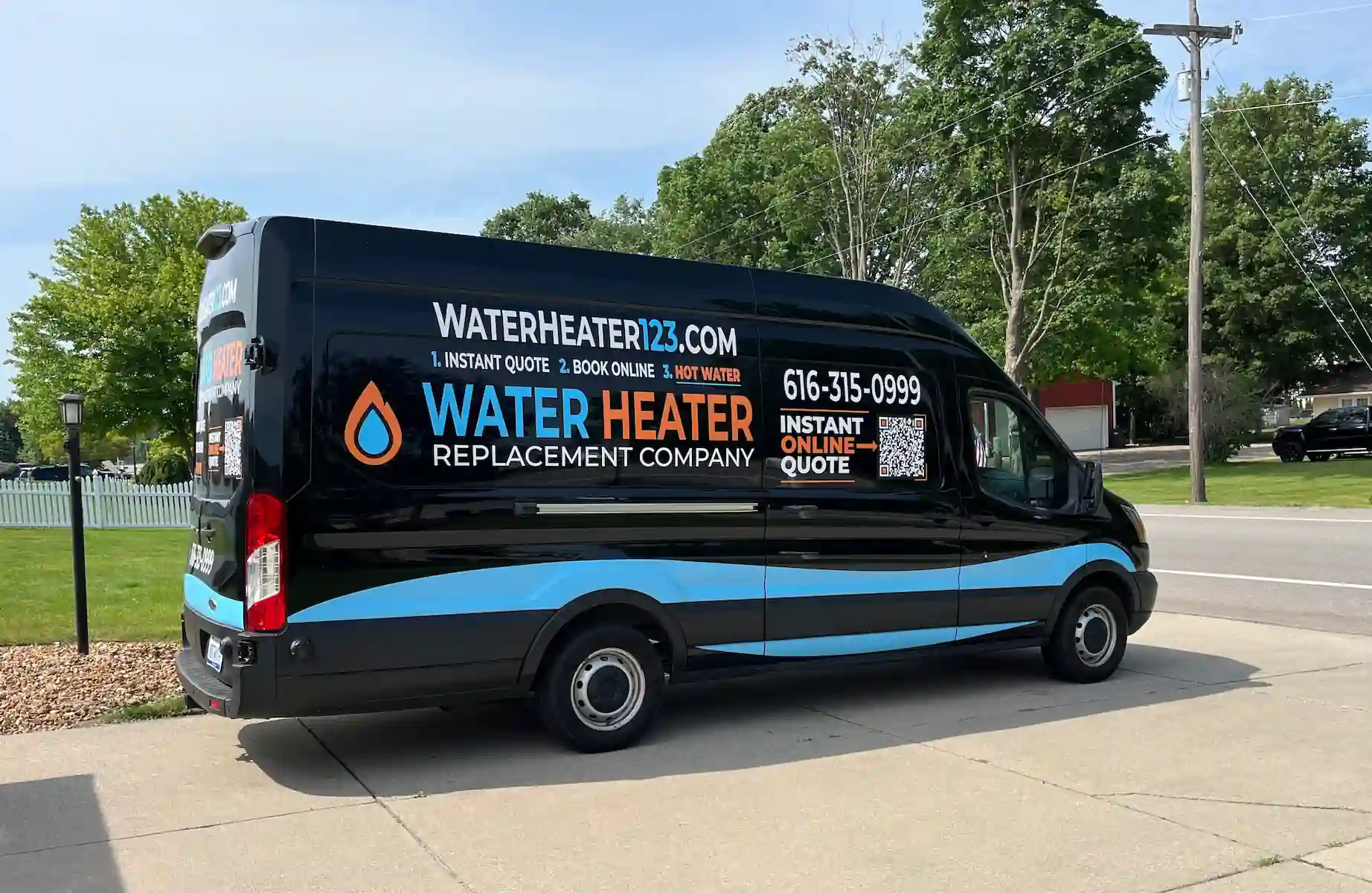 Water Heater Replacement Company service van in Grand Rapids