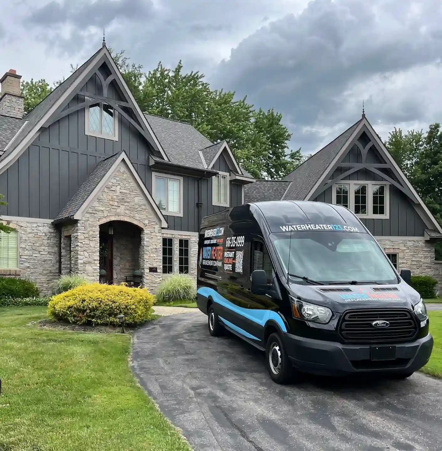 Water Heater Replacement Company service van preparing for a water heater installation in Grand Rapids